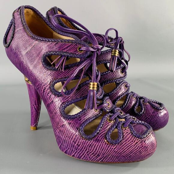 DIOR Size 6 Purple Lizard Ankle Platform Heels Pumps - Picture 1 of 8